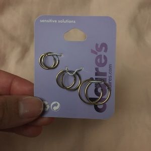 Set of Three Gold Hoop Earrings